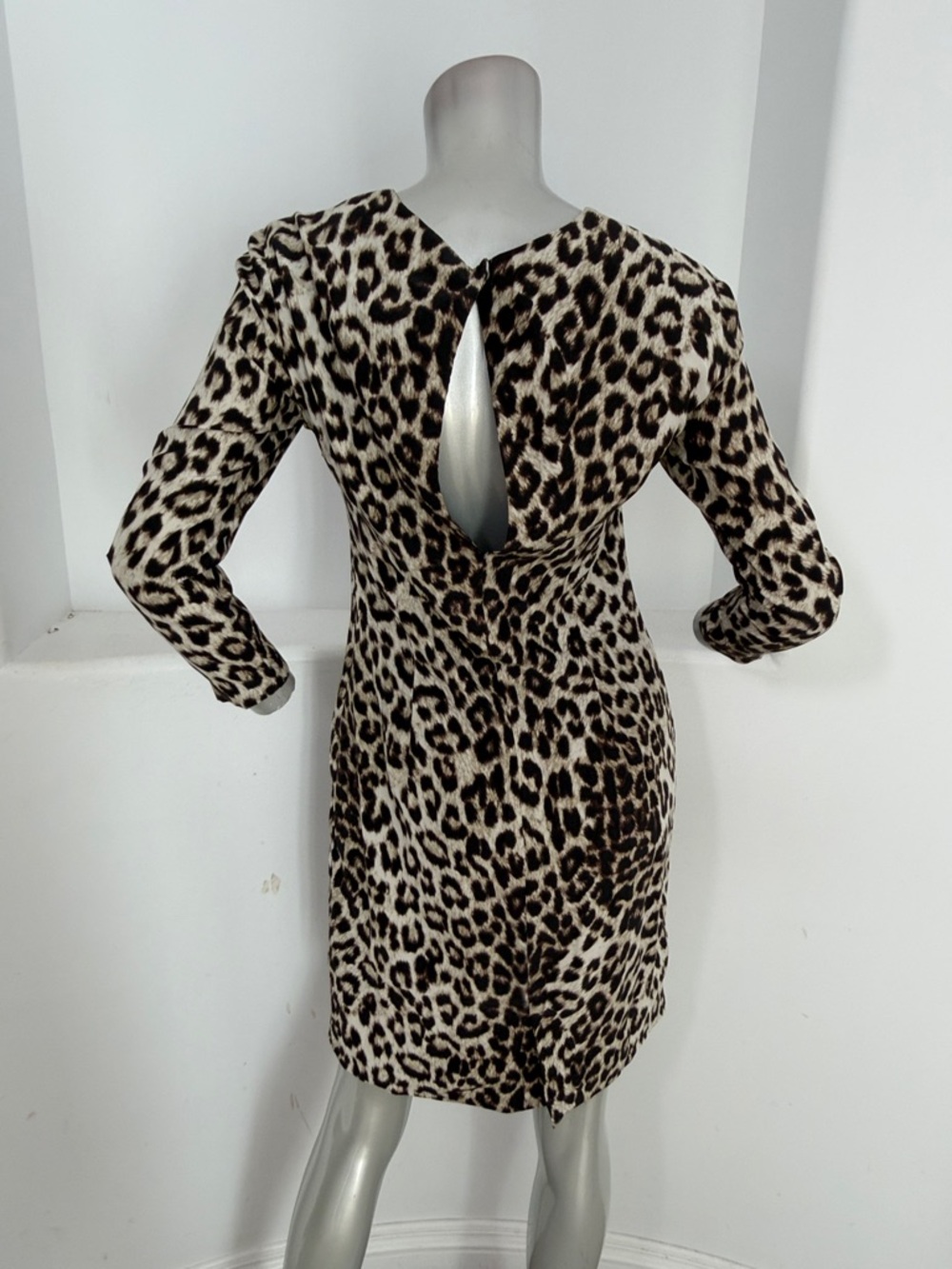 rag & bone Leopard Print Silk Long Sleeve Sheath Short Dress Beige/Black Size 6 - Picture 2 of 10